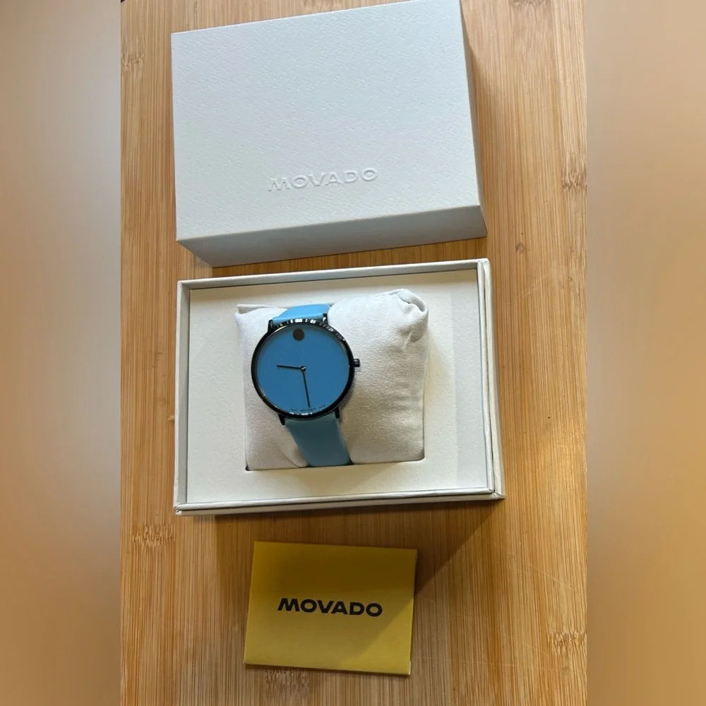 Movado Modern 47 Watch With 40mm Blue Face & Blue Leather Band
